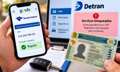 Pendência no CPF pode travar a renovação da CNH em 2026: motorista descobre o problema só no Detran e precisa regularizar antes de agendar o exame