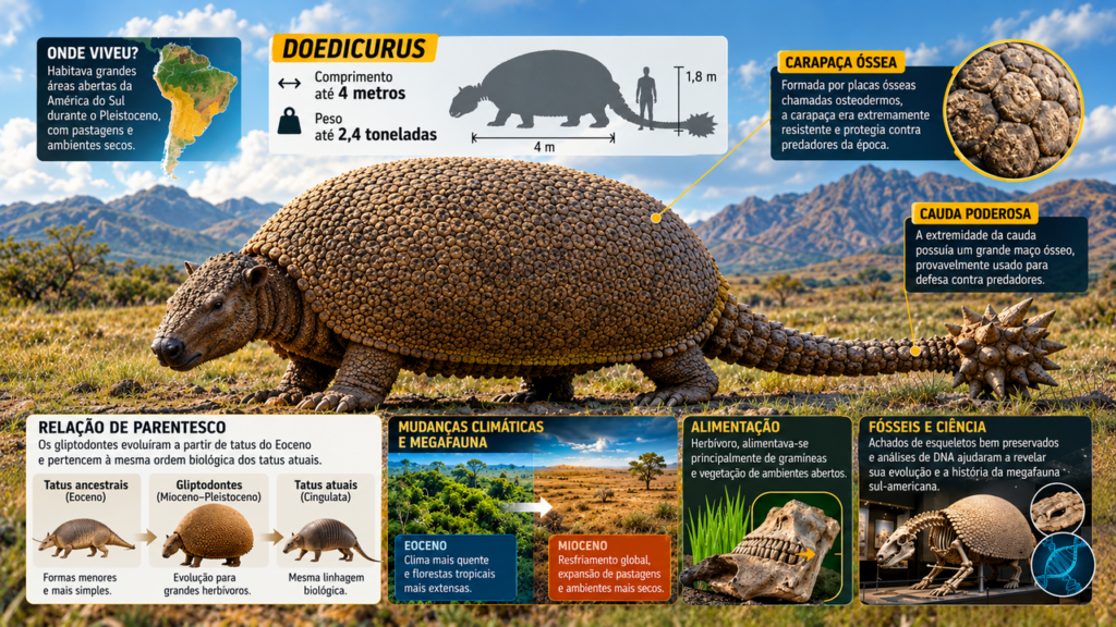 Fóssil de um tatu-gigante revela um mamífero de quase 4 metros que percorria a América do Sul e carregava uma armadura natural durante a Era do Gelo