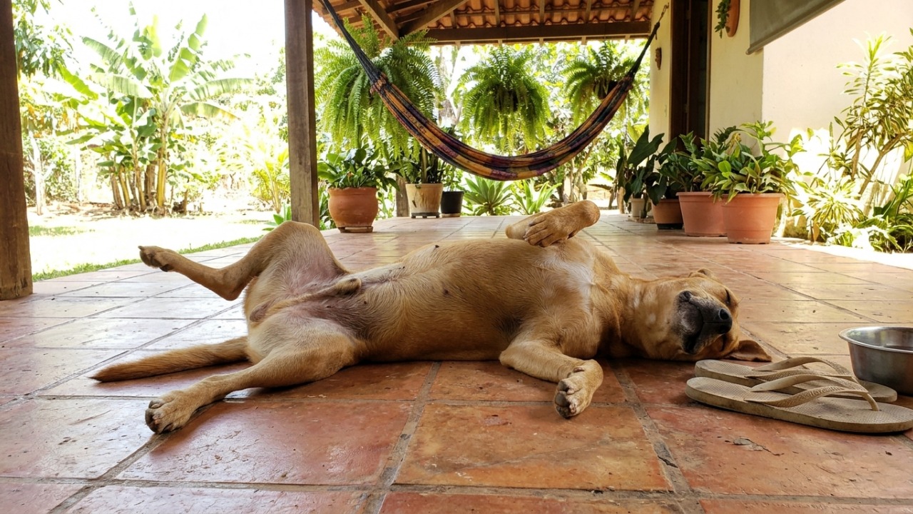 Veterinários explicam: “Quando um cachorro dorme de barriga para cima, ele pode não estar apenas tentando se refrescar, mas mostrando que consegue relaxar profundamente no lugar onde está”