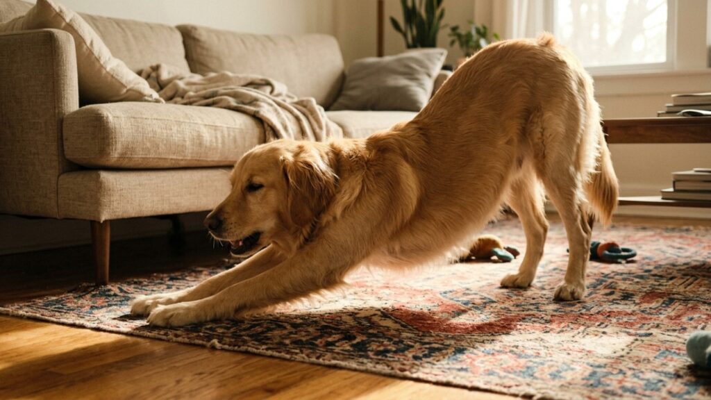 Especialistas em cães explicam: “Quando o cachorro se alonga assim que você chega em casa, ele pode não estar apenas espreguiçando, mas demonstrando alegria, convite para brincar ou vontade de interagir”