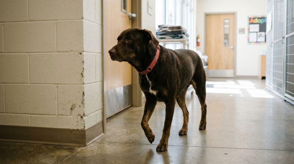 Cachorro passou dias escondido e olhando para a parede, com medo de se aproximar das pessoas, até que um gesto de carinho começou a transformar sua vida