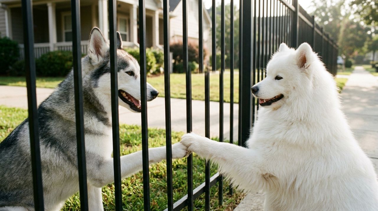 Husky cria o hábito de estender a pata pela cerca para cumprimentar seu vizinho todas as manhãs, e o gesto carinhoso transforma uma rotina simples em uma amizade emocionante