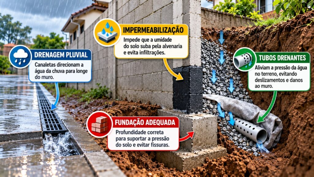 Morador constrói um muro para proteger o quintal e descobre por que a drenagem, a fundação e a impermeabilização podem fazer toda a diferença durante os períodos de chuva