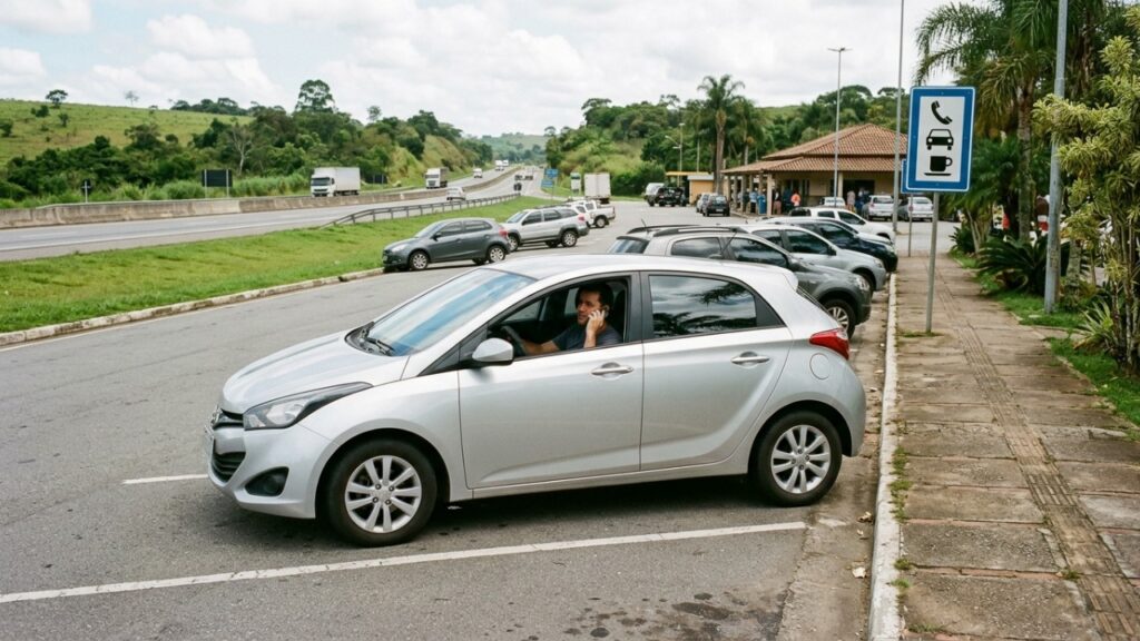 Motorista para no acostamento da rodovia só para atender uma ligação rápida, é abordado pela polícia e descobre que parar ali sem emergência é infração grave, com multa e 5 pontos