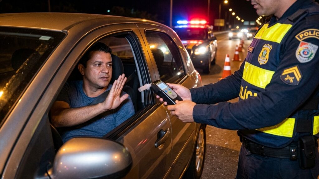 Motorista se recusa a soprar o bafômetro, recebe suspensão de 12 meses e continua dirigindo para trabalhar, até ser parado novamente e descobrir que pode perder a CNH por mais tempo