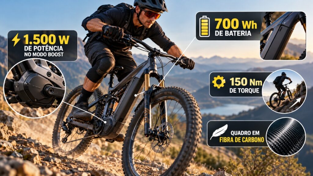 Bicicleta elétrica chama atenção com motor potente, bateria integrada de 700 Wh e tecnologia para encarar terrenos extremos