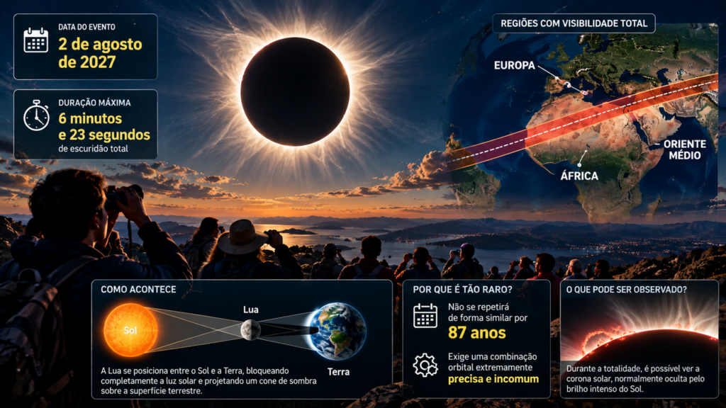 O eclipse solar mais longo do século está chegando: por alguns minutos, o dia vai escurecer completamente em um fenômeno que só voltará a acontecer muito tempo depois