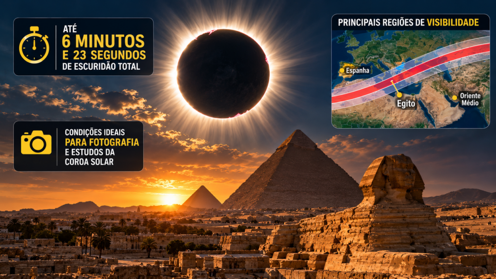 O dia vai virar noite por mais de 6 minutos: o eclipse solar mais longo do século já tem data marcada e promete um espetáculo astronômico que deve atrair olhares do mundo inteiro