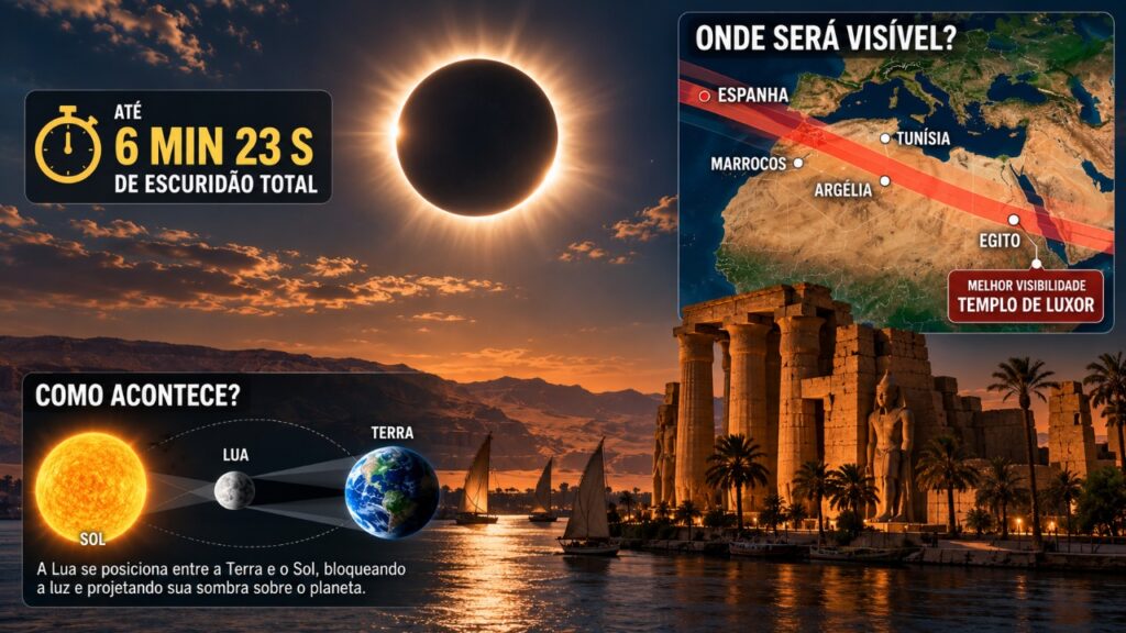 O eclipse solar mais longo do século já tem data para acontecer e só será superado por outro fenômeno semelhante daqui a 159 anos