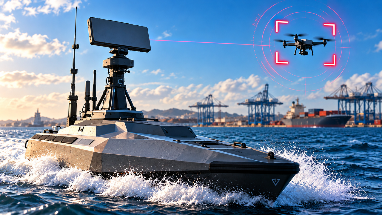 Novo navio autônomo promete reforçar a segurança nos mares com radar avançado capaz de detectar drones e ajudar a proteger portos, navios e instalações estratégicas contra ameaças aéreas