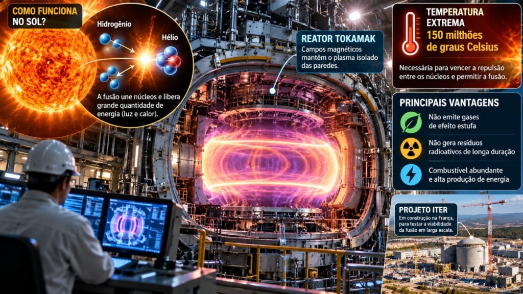 Cientistas querem reproduzir na Terra a energia que alimenta o Sol, mas precisam manter um gás a 150 milhões de graus Celsius dentro de um reator magnético para tentar inaugurar uma nova era da eletricidade