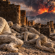 Arqueólogos encontraram um homem que fugiu de Pompeia quando o Monte Vesúvio entrou em erupção 2.000 anos depois, segurando uma tigela para proteger a cabeça e uma lâmpada para iluminar o caminho