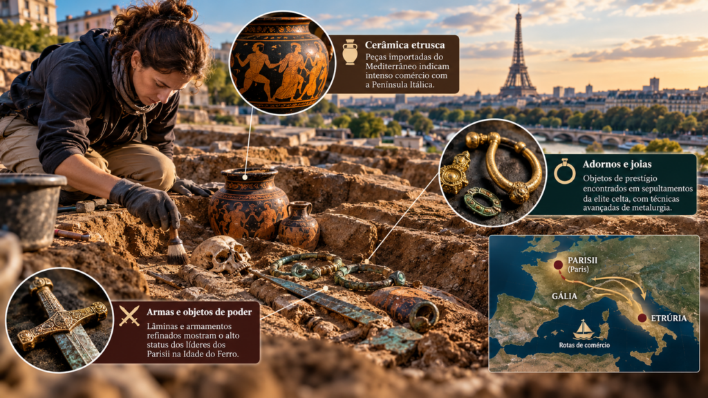 Arqueólogos encontram uma antiga necrópole etrusca de 2.400 anos preservada sob Paris e revelam um capítulo surpreendente da história da cidade