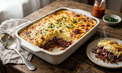 Cozinheiros concordam: para o escondidinho de carne-seca ficar cremoso e irresistível, não adicione leite em excesso, mas 2 colheres de requeijão ao purê de mandioca
