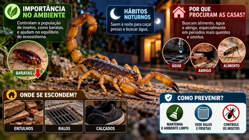 Mesmo sendo discretos e frequentemente ignorados, os escorpiões encontrados em jardins desempenham um papel no equilíbrio ambiental, mas apresentam um comportamento que exige atenção quando aparecem perto de residências