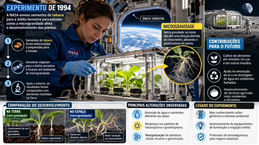 Em 1994, cientistas levaram sementes de tabaco ao espaço e, depois do retorno à Terra, estudaram como a ausência de gravidade poderia influenciar o desenvolvimento das plantas