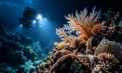 Pesquisadores puxam uma rede a 600 metros de profundidade e fazem uma descoberta incomum no oceano, revelando organismos pouco conhecidos e detalhes surpreendentes sobre a vida que prospera longe da luz solar