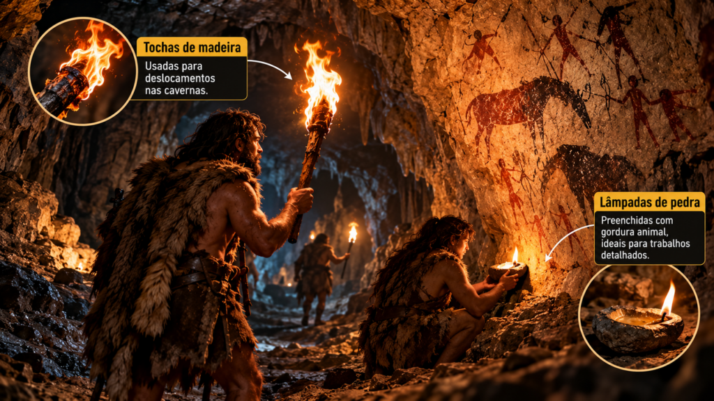 Há 14 mil anos, humanos entravam em cavernas mergulhadas na escuridão usando um truque surpreendente: veja como tochas e lâmpadas primitivas permitiam percorrer galerias subterrâneas