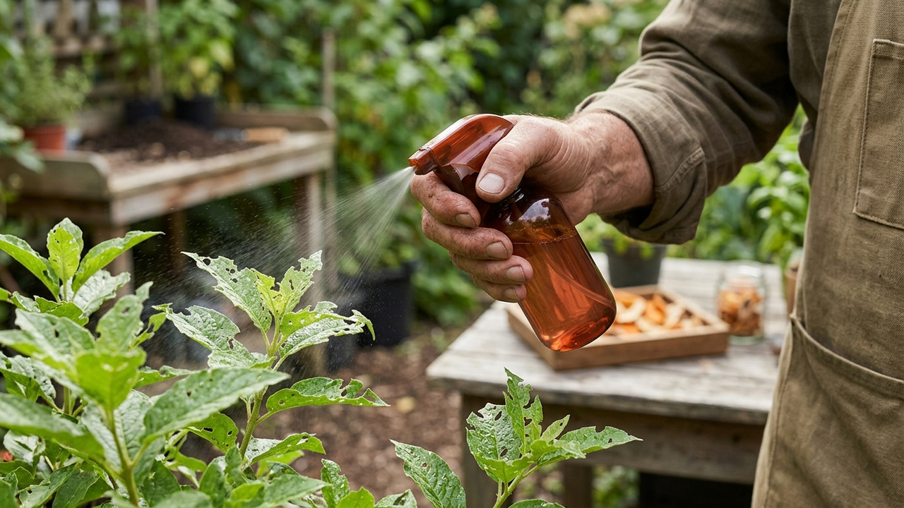 Pulverizar extrato de casca de romã com glicerina nas plantas: a receita adstringente que fecha feridas e acelera folhas roídas por insetos