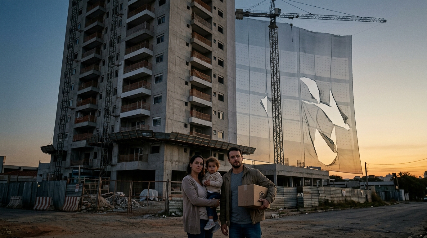 Família compra apartamento na planta com entrega prevista para março, o prazo estoura em 11 meses e ela descobre o que a lei garante depois dos 180 dias de tolerância