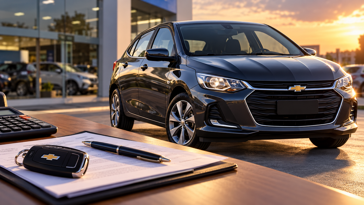 Chevrolet Onix surge com parcelas de aproximadamente R$ 1.100 por mês, mas o valor da entrada e as condições de financiamento podem mudar completamente o custo da compra