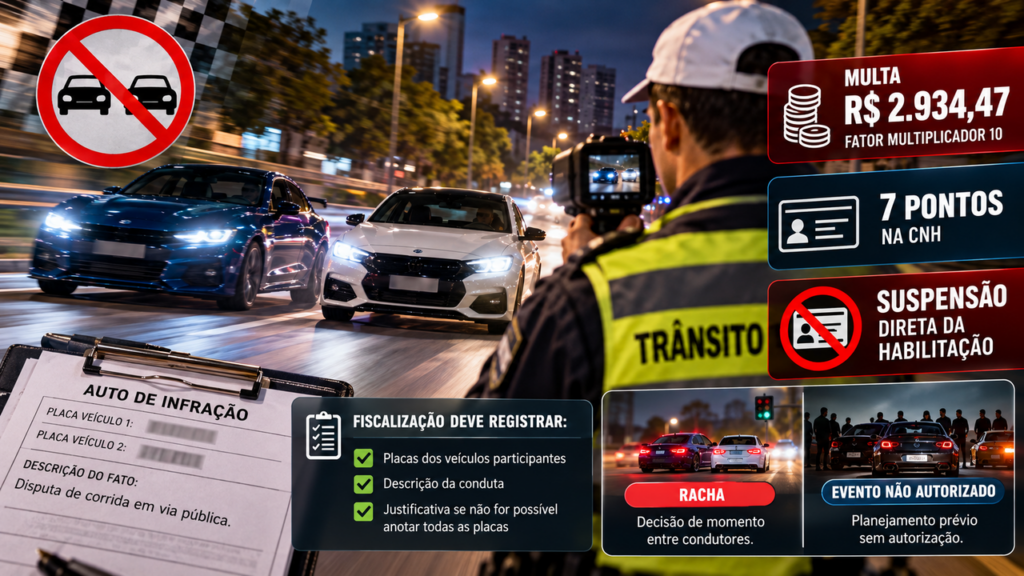 Motoristas fazem isso nas ruas sem imaginar o tamanho da punição: disputar corrida em via pública pode gerar multa de R$ 1.467 e 7 pontos na CNH