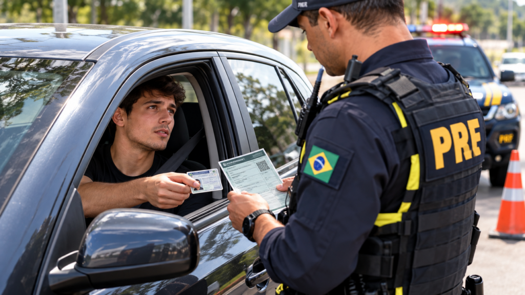 Motorista apresenta autorização para dirigir veículo de outra pessoa durante fiscalização, agente questiona a documentação e ele descobre quando esse documento é realmente exigido pela legislação