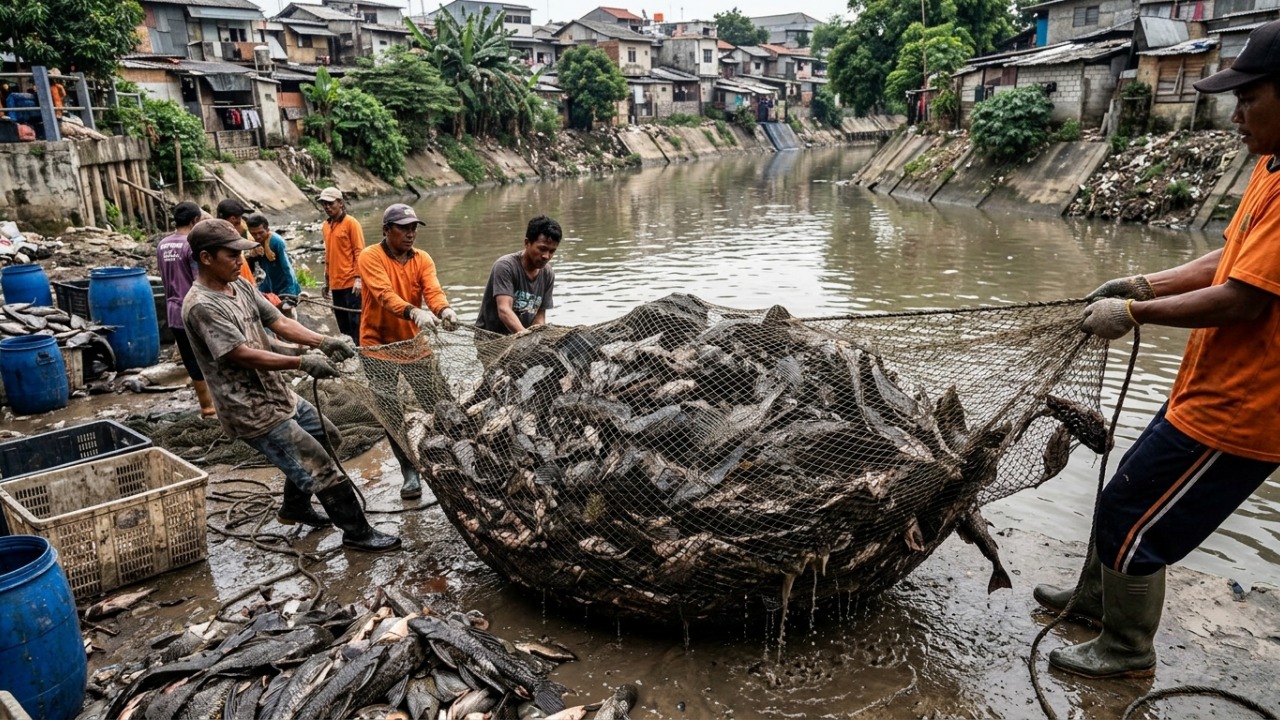 Soltaram peixes de aquário em um rio e agora precisam retirar 10 toneladas deles depois que os animais se multiplicaram e se tornaram um problema ambiental