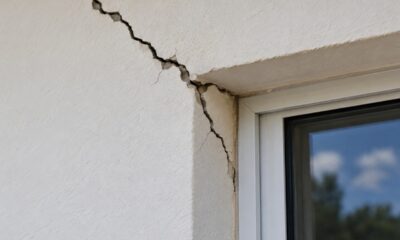 O motivo pelo qual algumas paredes apresentam pequenas rachaduras perto das portas e janelas e como a origem dessas marcas pode estar relacionada à distribuição dos esforços na construção