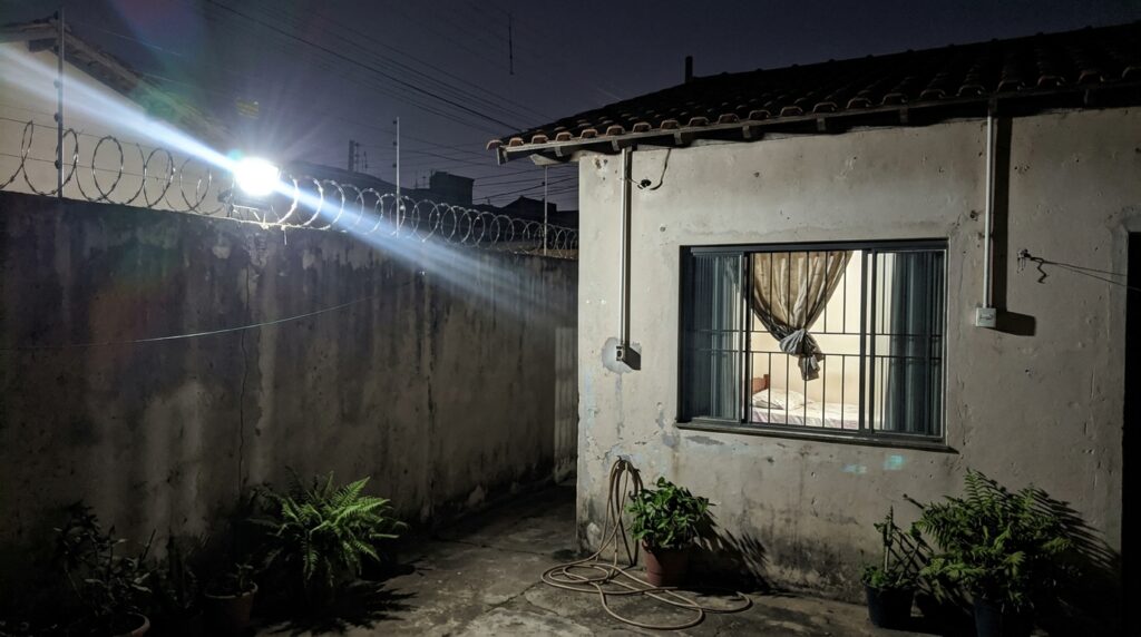 Vizinho instala refletores potentes para iluminar a garagem, mas a luz atravessa as cortinas dos quartos da família durante toda a madrugada e transforma uma simples escolha de iluminação em um conflito entre moradores