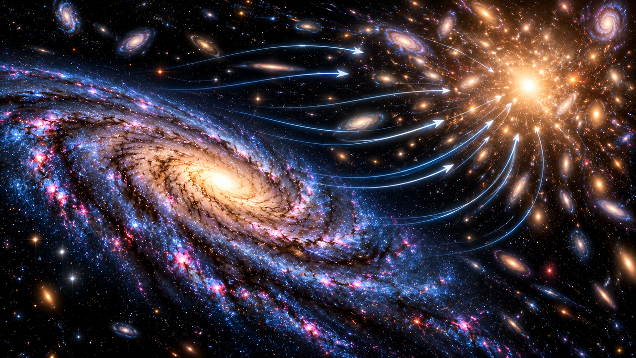 A Via Láctea está viajando a 600 km/s pelo espaço em direção ao misterioso Grande Atrator, uma região gigantesca que intriga os cientistas