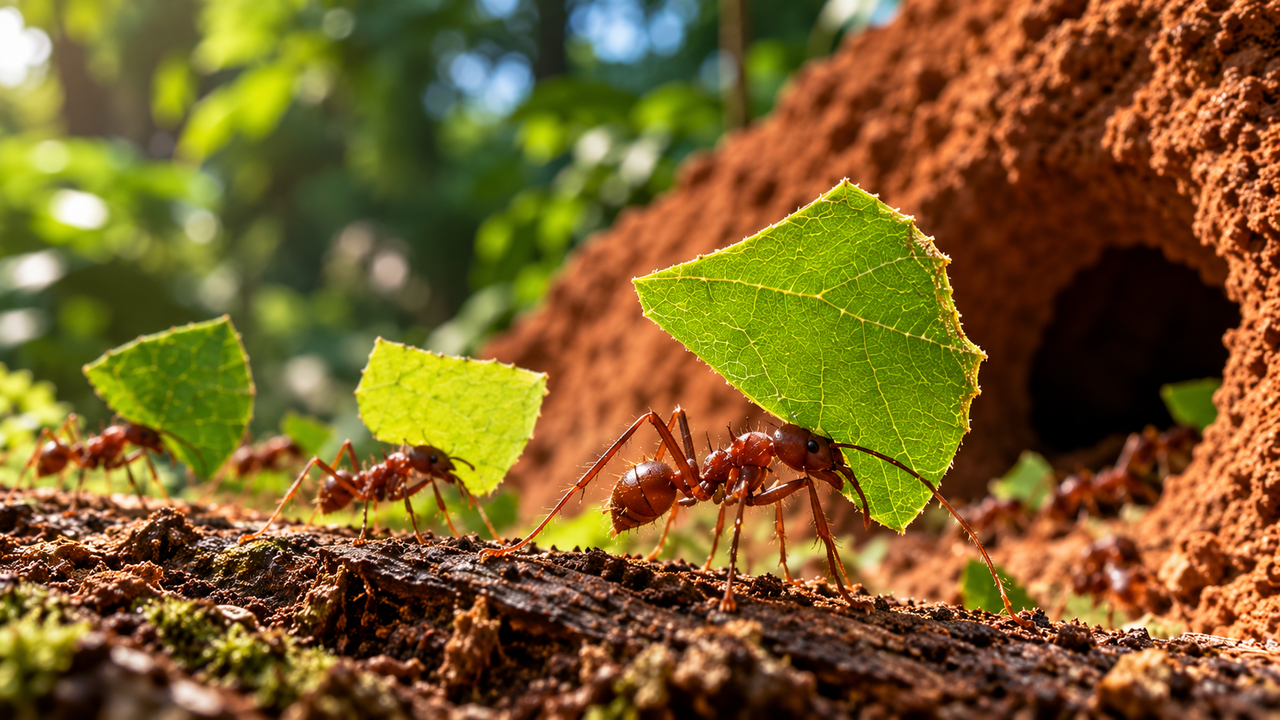 A formiga que cultiva fungos dentro do formigueiro, transporta pedaços de folhas por longas distâncias e utiliza uma técnica de agricultura natural que intriga pesquisadores há décadas
