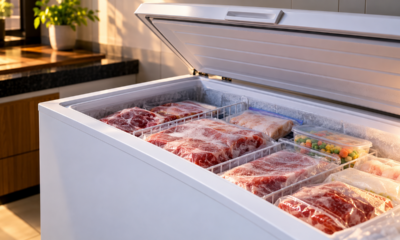 Família instala freezer horizontal de 300 litros para armazenar alimentos e descobre como a temperatura ambiente, a vedação da tampa e a frequência de abertura interferem no consumo de eletricidade