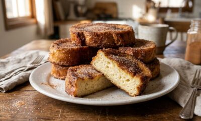 Pão francês amanhecido ganhou leite, ovo e canela e virou uma receita douradinha de frigideira que parece sobremesa de padaria