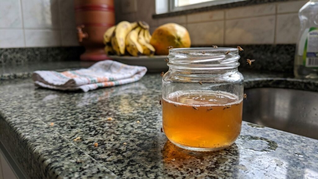 Colocar vinagre de maçã com uma gota de detergente em um pote: para que serve e como a armadilha caseira ajuda a reduzir as mosquinhas de fruta na cozinha