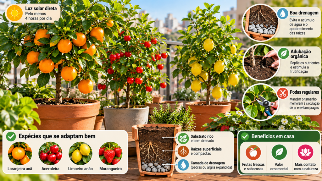 A espécie frutífera ideal para cultivar em vasos tem raízes compactas e pode produzir frutas mesmo em pouco espaço