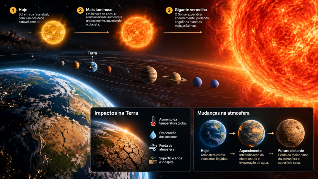 Astrônomos calculam quando a expansão do Sol poderá transformar completamente as condições da Terra e mudar o futuro do nosso planeta