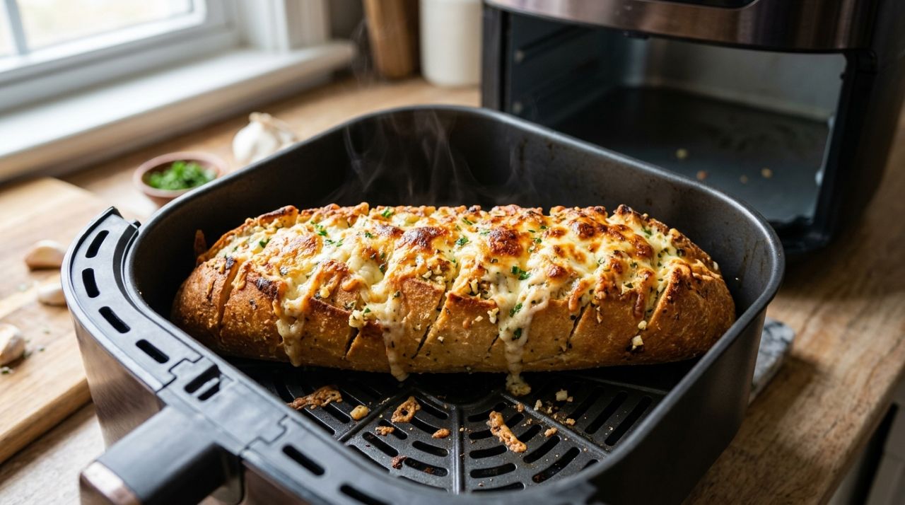 Nem forno, nem churrasqueira: esse pão de alho na airfryer fica douradinho por fora, cremoso por dentro e é perfeito para um lanche rápido