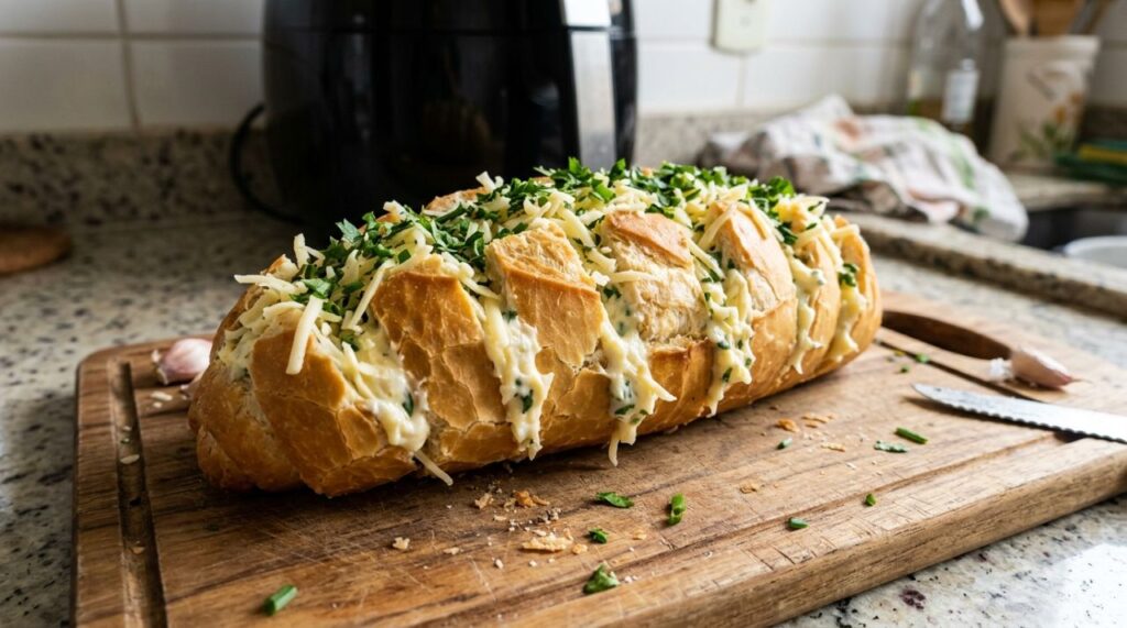 Nem forno, nem churrasqueira: esse pão de alho na airfryer fica douradinho por fora, cremoso por dentro e é perfeito para um lanche rápido
