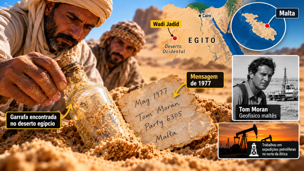 Uma garrafa encontrada no deserto após quase 50 anos escondia um bilhete de 1977 que levou exploradores a uma família que nunca imaginou reencontrar essa parte da história