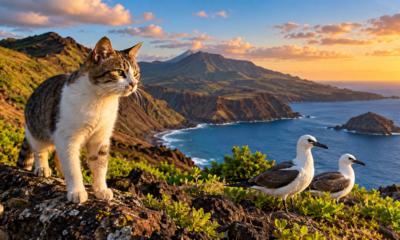 Em 1905, alguns gatos foram levados para uma ilha remota, mas eles se reproduziram e passaram a ameaçar aves nativas, criando um problema ambiental que exigiu décadas de estudos e medidas de controle