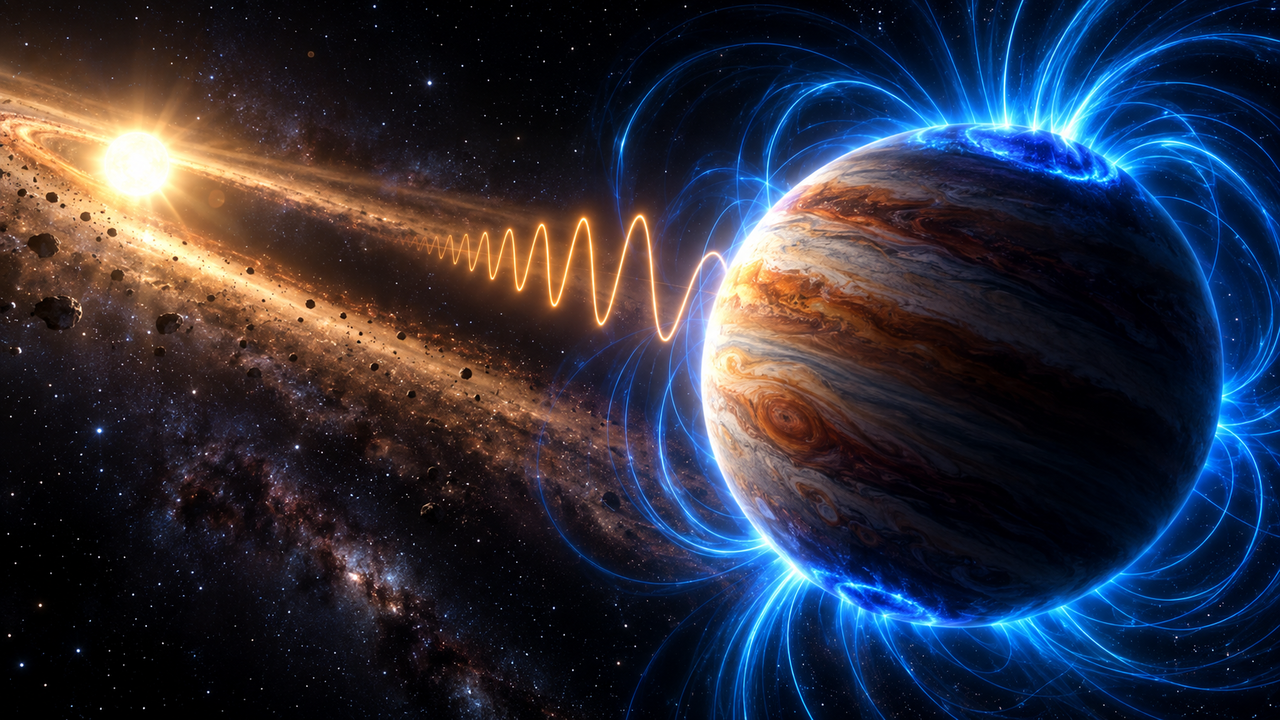 Astrônomos conseguem ouvir pela primeira vez um planeta distante através de ondas de rádio e encontram evidências de um gigantesco campo magnético