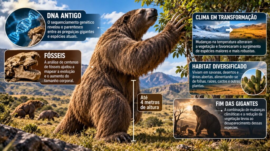 Preguiça-gigante extinta há milhares de anos revela pistas que podem mudar a ciência: pesquisadores analisam material genético antigo para compreender a evolução dos enormes mamíferos pré-históricos