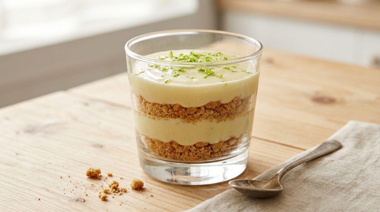 Torta de limão no copinho com iogurte natural e biscoito triturado vira uma sobremesa cremosa sem precisar ligar o forno
