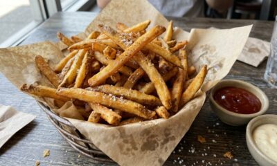 Chefs de cozinha afirmam: “Se você quer uma batata frita crocante como a do McDonald's, experimente deixar os palitos de molho em água fria e fritar em duas etapas para melhorar a textura”