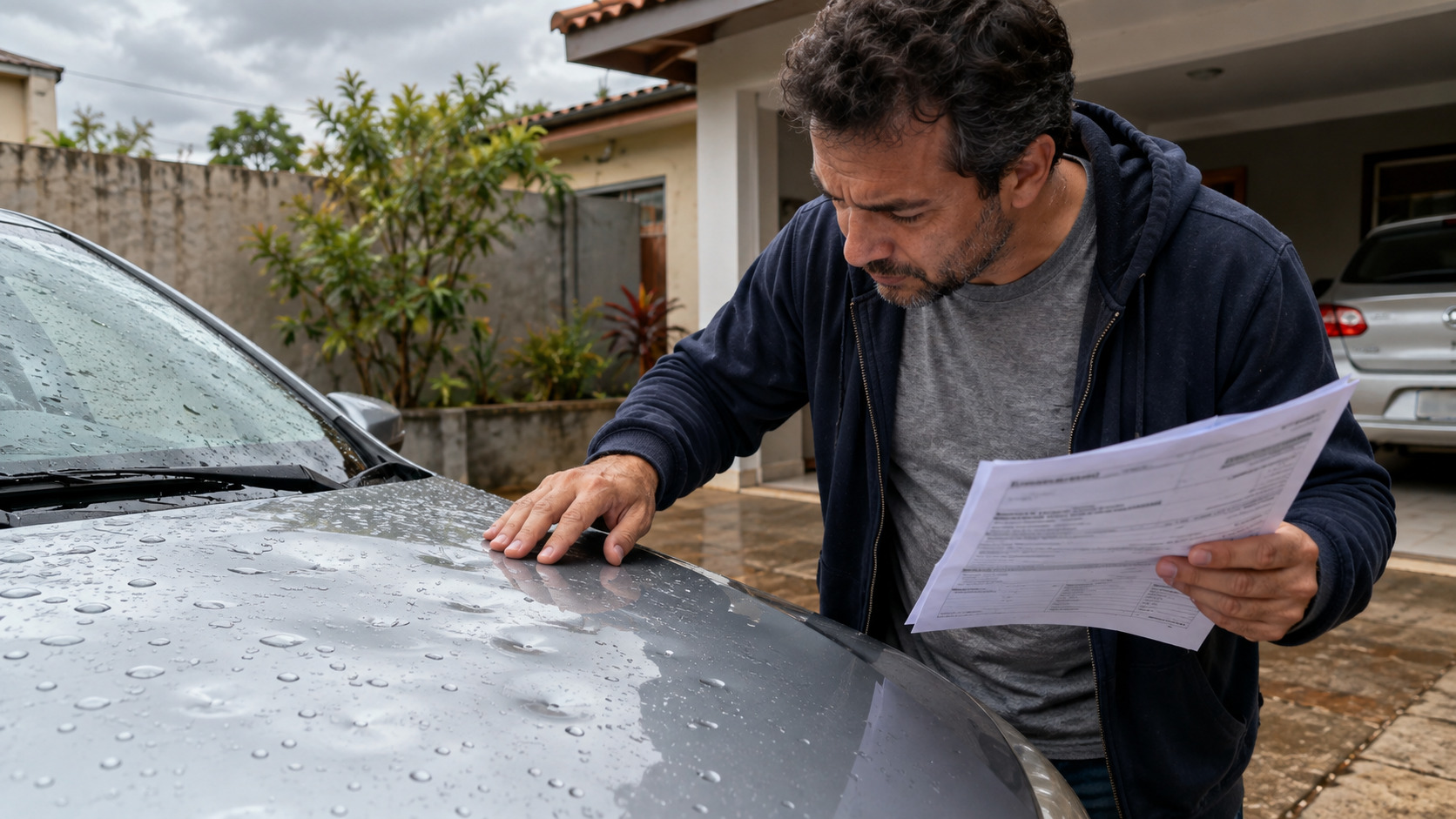 Carro amassado pelo granizo: motorista descobre que só a cobertura compreensiva paga o conserto, e a básica não cobre 
