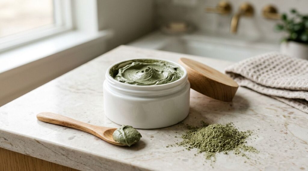 Misturar argila verde com água para fazer uma máscara facial: para que serve e por que deixar agir só 10 minutos evita ressecar a pele oleosa