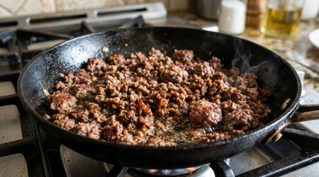 Você prepara carne moída do jeito errado: entenda a técnica de parar de mexer capaz de transformar uma receita simples em um prato muito mais saboroso