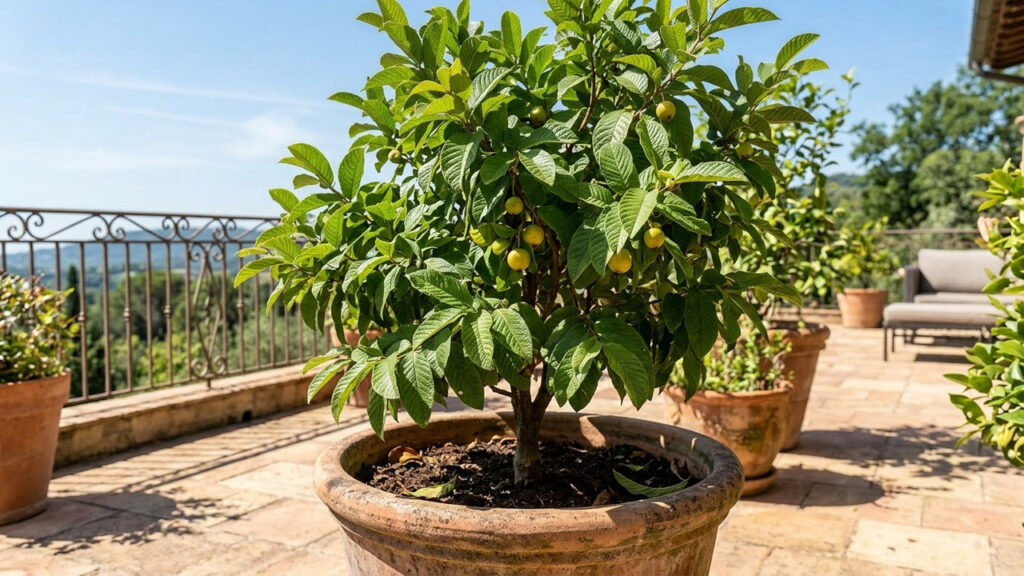 Essa árvore frutífera anã produz frutos gigantes aveludados em vasos médios e enche o ambiente com aroma doce e perfume marcante