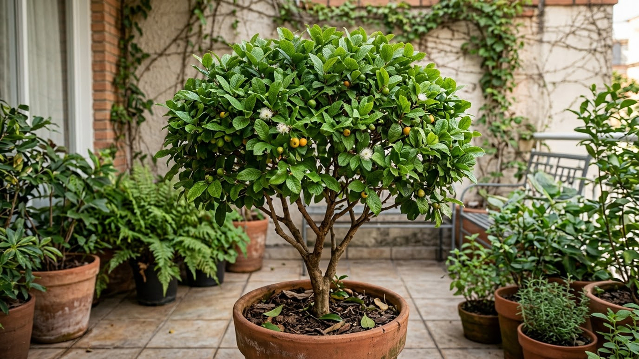 Essa árvore frutífera anã produz frutos gigantes aveludados em vasos médios e enche o ambiente com aroma doce e perfume marcante